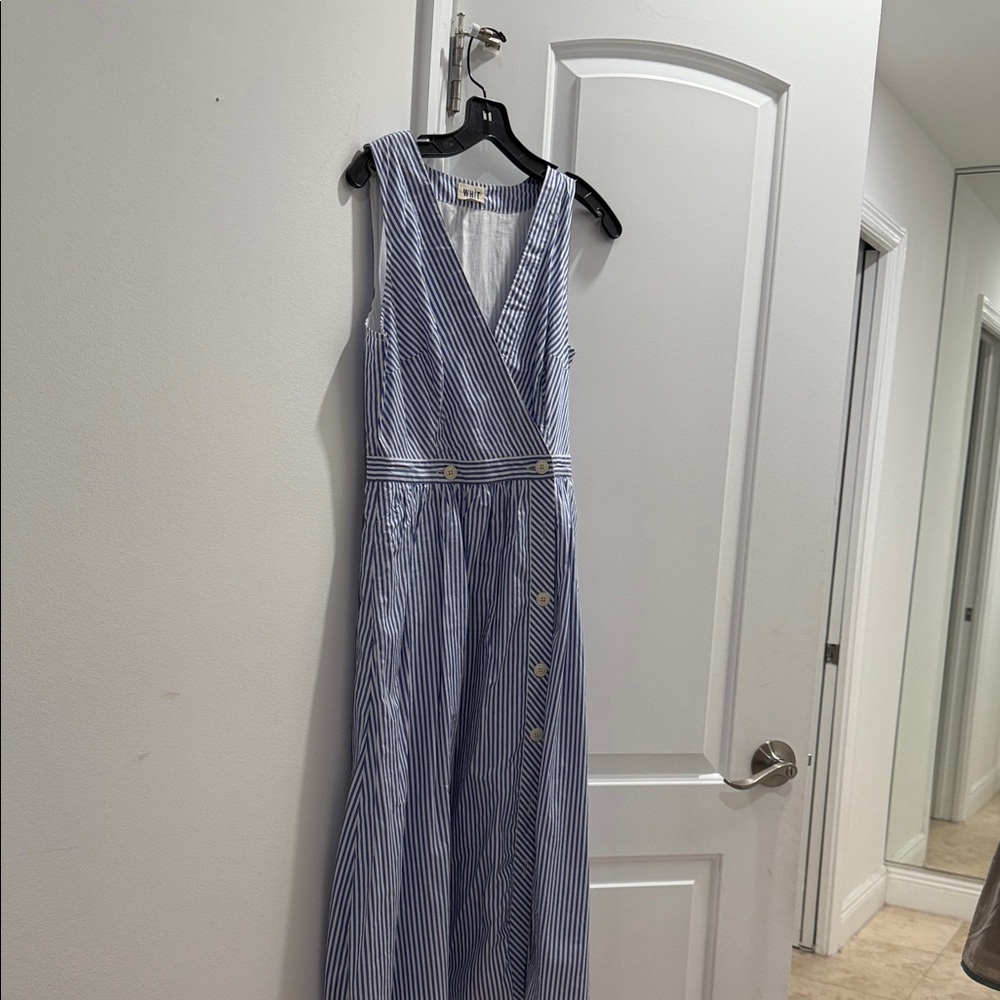 Classic chic WHIT never wornBlue and White fine cotton Striped Midi / Maxi Dress